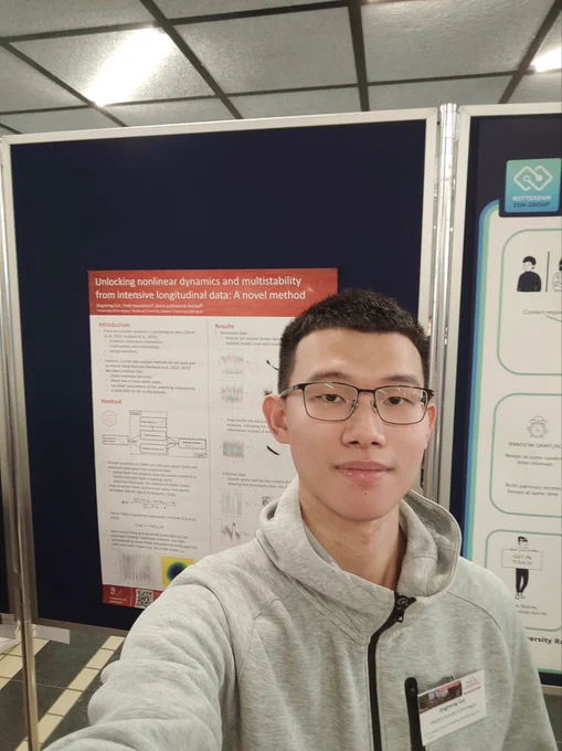Me with my poster titled unlocking the dynamics and multistability from intensive longitudinal data: a novel method