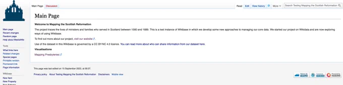 Black text on white background showing the MSR Test on Wikibase Cloud webpage