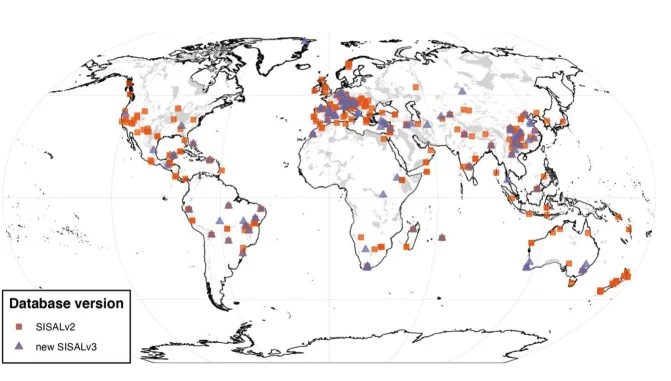 Oxygen isotope records in SISALv3 compared to v2 (Kaushal et al., preprint, ESSD)
