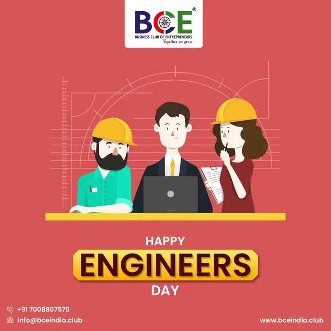Today, we honor the indomitable spirit, innovation, and dedication of engineers who shape our world. Your brilliance and efforts fuel progress and innovation in every field. Let's keep building a brighter, sustainable future together. Happy Engineers Day!

#EngineersDay #BCE #BusinessClubOfEntrepreneurs #Innovation #EngineeringExcellence #SaluteToEngineers #BrighterFuture