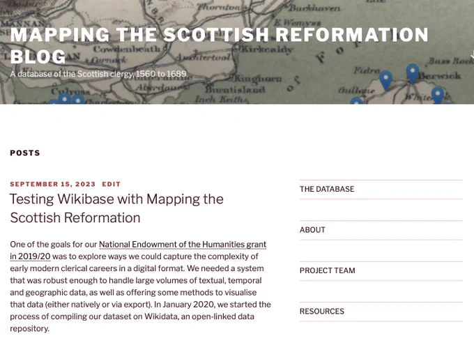 Screenshot of the Mapping the Scottish Reformation blog