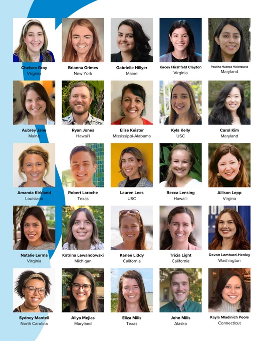 List of 2024 Sea Grant Knauss Fellowship Finalists with photos, names and Sea Grant programs