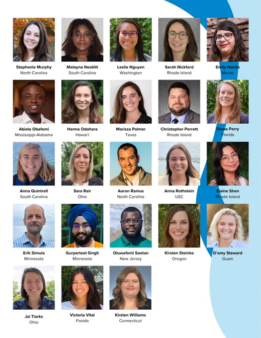 List of 2024 Sea Grant Knauss Fellowship Finalists with photos, names and Sea Grant programs