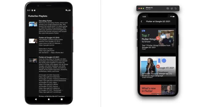A screenshot of a Flutter app on Android and iOS.