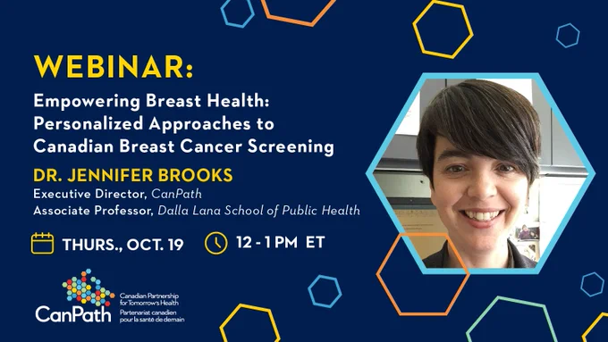 Dr. Jennifer Brooks webinar poster, showcasing personalized approaches to Canadian breast cancer screening