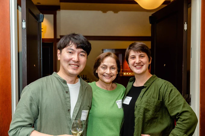 2nd-year student Jung Ho Choi, Professor Femida Handy, and 3rd-year student Tiana Marrese. 