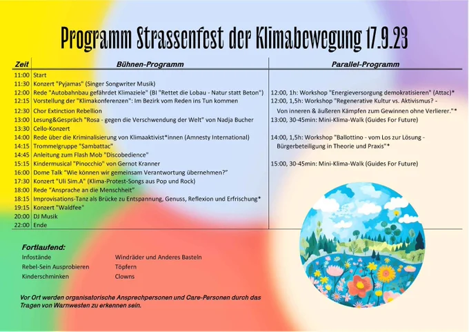 Ein Poster mit Text und Bildern.