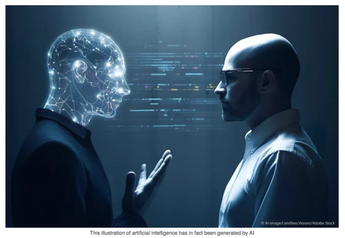 
Nothing at all disturbing about the lack of women in this AI-generated image of AIs and Humans, posted on the European Parliament 'AI Act' webpage...
