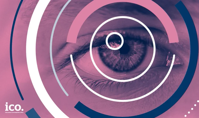 A human eye in close-up. Concentric circles emit from the centre of the eye.