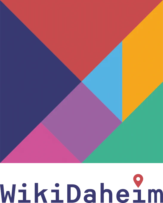 Logo von WikiDaheim (bunte quadratische Grafik mit verschiedenfarbigen Drei- und Vierecken); Letitia Lehner (https://commons.wikimedia.org/wiki/File:WikiDaheim_Wort-Bild-Marke_(bunt).svg), „WikiDaheim Wort-Bild-Marke (bunt)“, https://creativecommons.org/licenses/by-sa/3.0/legalcode
