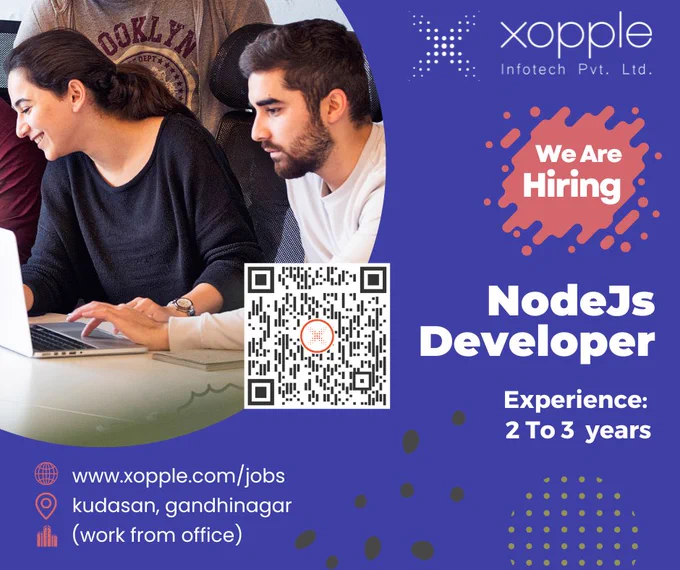 #perks
#5daysworking
#lunchfromoffice
#breakfastfromoffice
#mediclaim
#webdeveloper #developerjobs #backenedeveloper #gandhinagarjobs #itjob #opportunity #gandhinagar #developerhiring #hiring #nodejs #nodejsjobs #socketio #mysql #javascript #html5 #css3 #es6 #express #mongodb #nodejsdeveloper