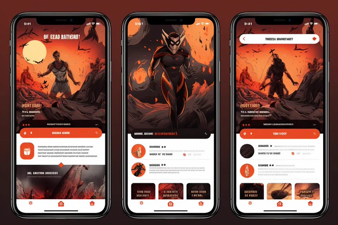 modern ios ui/ux design of a digital comic book app, professional ui design, award winning, figma