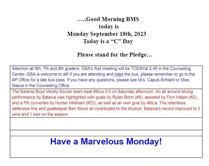 Announcements