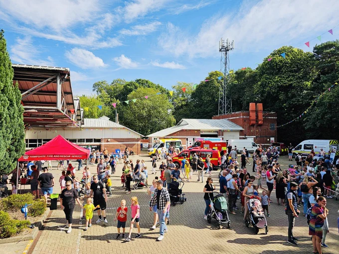Busy community event on fire station drill yard