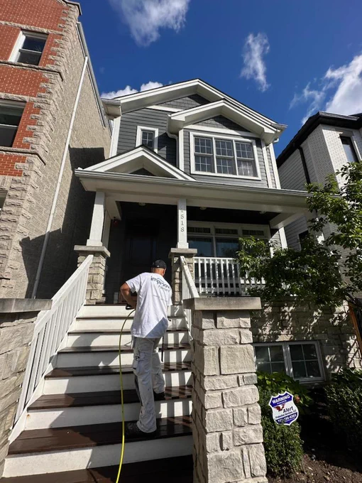exterior pressure wash before painting in Chicago, IL