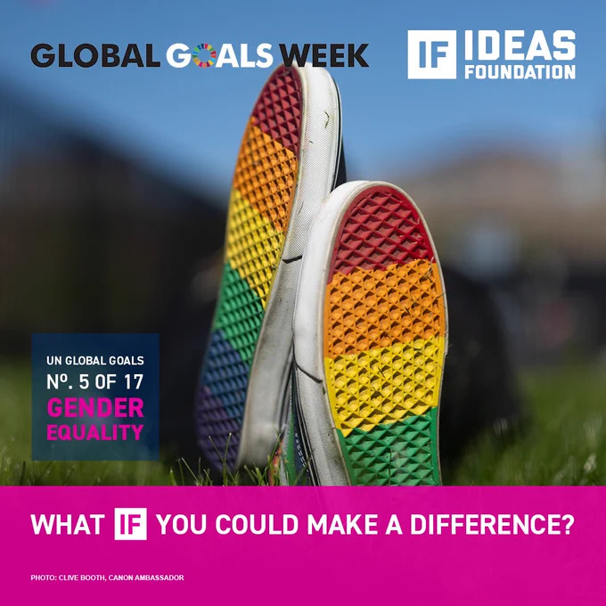 Rainbow-colored shoes symbolising diversity and inclusion, aligned with United Nations global goals advocating for gender equality.