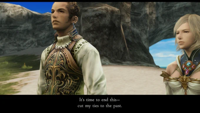 Final Fantasy XII cutscene. Balthier: “It’s time to end this - cut my ties to the past.”