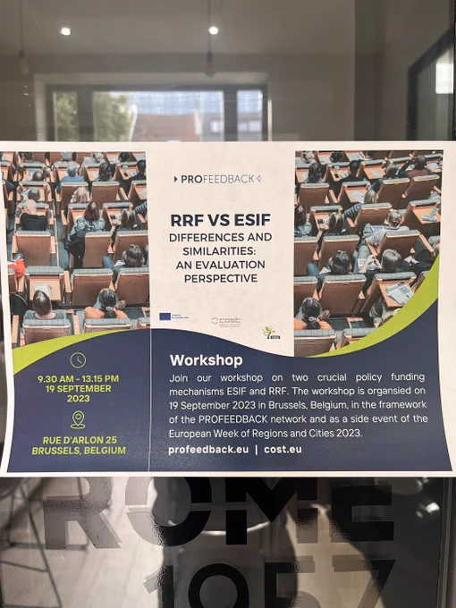 Poster with the text "RRF vs ESIF. DIFFERENCES AND SIMILARITIES:
AN EVALUATION PERSPECTIVE"