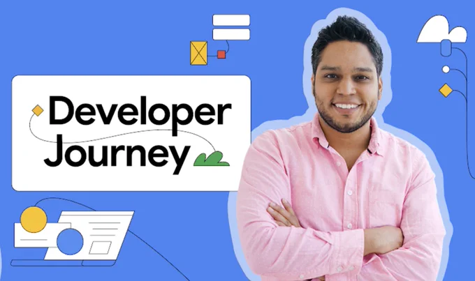 Picture of Juan Guillermo Gómez to the right of the text "Developer Journey".