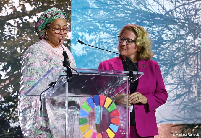 Development Minister Svenja Schulze and UN Deputy Secretary-General Amina Mohammed at the launch of the „We the Women“ campaign.