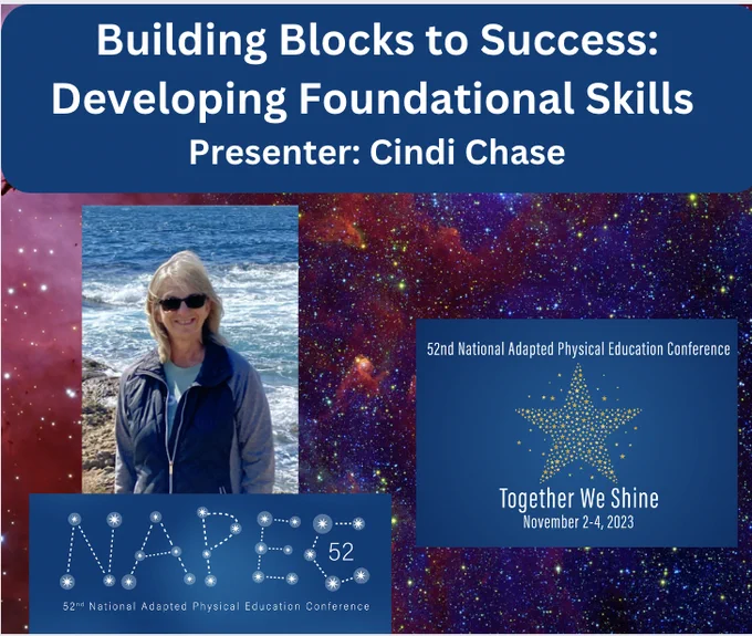 Starry background flyer with picture of blonde woman in grey jacket wearing sunglasses in front of the ocean