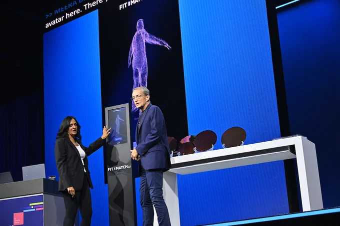 Intel CEO Pat Gelsinger and Fabletics COO Meera Bhatia.