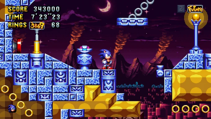 Tidal Tempest Zone Act 1 Present, as it appears in Sonic CDX, a remake of Sonic CD.