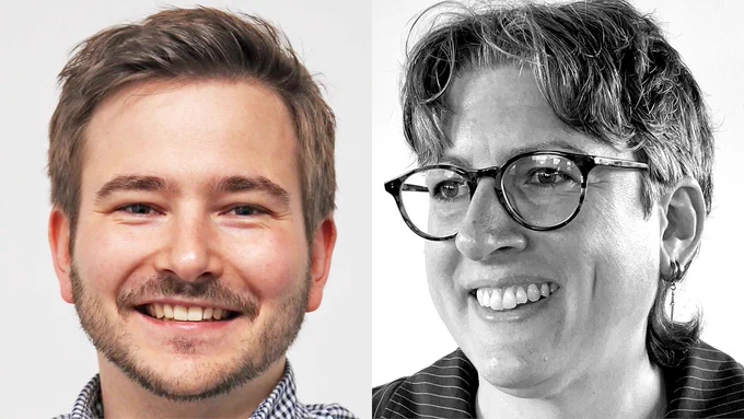 Composite showing two headshots, of Patrick Kastner and Christina Shivers