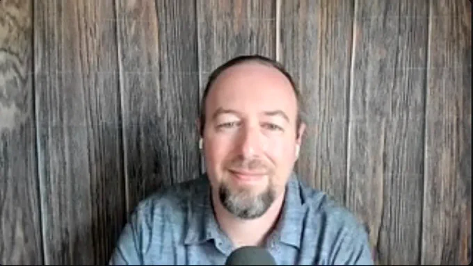 The image shows Robert Farrington of The College Investor speaking during SABEW's webinar, "How College Students Can Set Up Their First Budget."