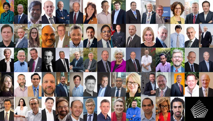 Collage image of 73 headshots of new Fellows of the Royal Academy of Engineering