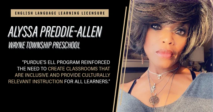 Alumna Alyssa Preddie-Allen & Online ELL program text