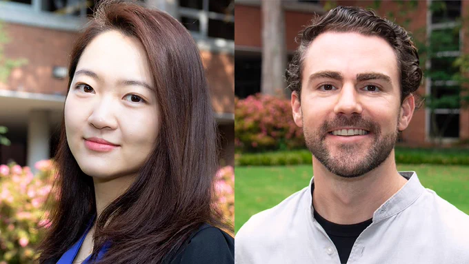 Headshots of Yiyi He and Gregory Randolph