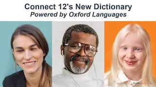 Three people smiling: a young woman, an aging adult man and a young student with albinism. 