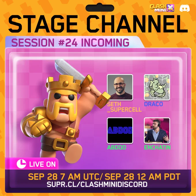 Discord Stage Channel Session #23 Incoming! This session features Seth_Supercell, Draco, Abdod & Enchatin! It will take place on September 28th at 7 AM UTC/ September 28th at 12 AM PDT.