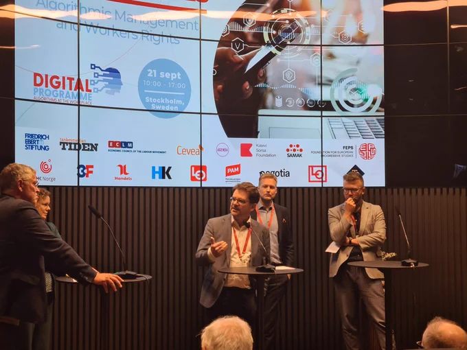 Thorben Albrecht, Policy Director of IG Metall speaks at the AI at Work Event in Stockholm