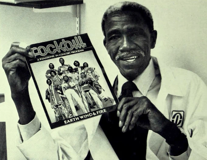 1982: Rush podiatrist Verdine Adams, DPM, holds program from Earth, Wind & Fire concert. His sons were founding members of the band. Rush University Medical Center Archives, Chicago, Ill.
