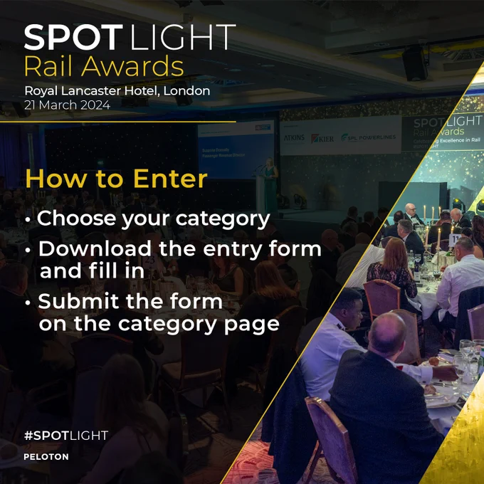 SPOTLIGHT Rail Awards. How to enter. Choose your category. Download the entry form and fill in. Submit the form on the category page. 