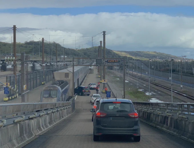 Pictured, the Eurotunnel-Le Shuttle auto-train experience.