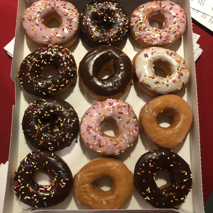 A box of 12 donuts.
