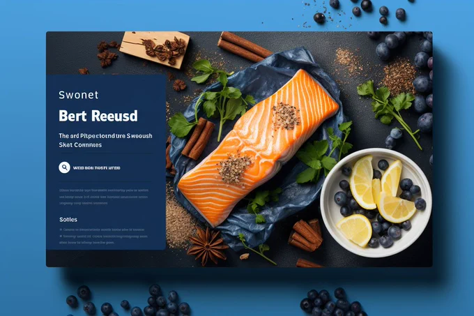 modern UI UX food website landing page design, blue and silver --style raw