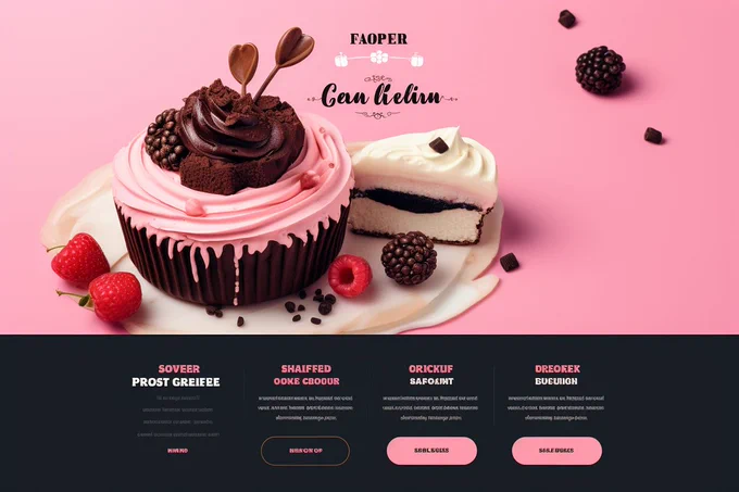 modern UI UX food website landing page design, pink and black --style raw