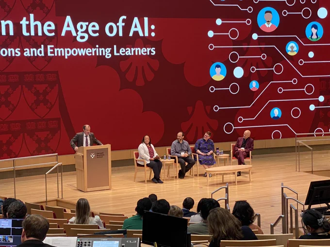 Four panelists at Harvard Teaching in the Age of AI conference