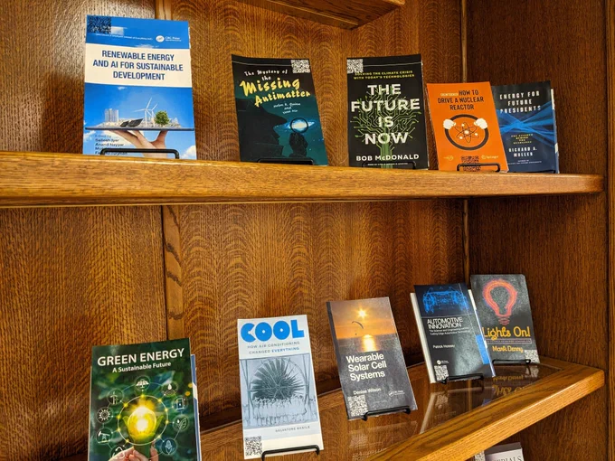 Installation view of Science Literacy Week book display.