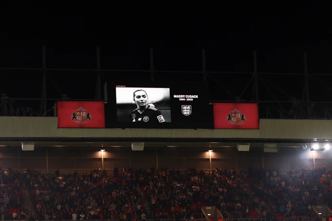 Players, officials and fans take part in a minute's silence in memory of Maddy Cusack prior to the UEFA Women's Nations League match between England and Scotland at the Stadium of Light.