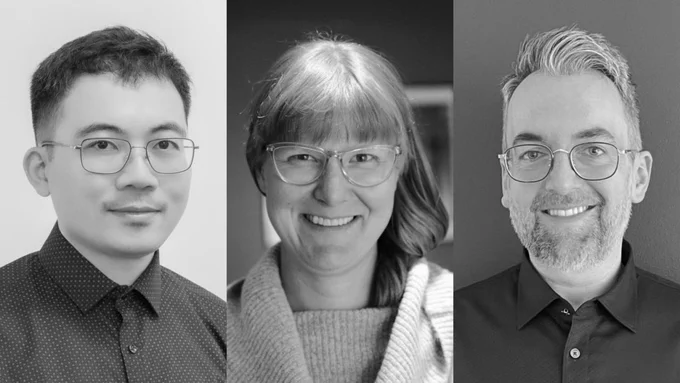 Composite featuring headshots of Yixiao Wang, Abigale Stangl, and Leandro Tonetto