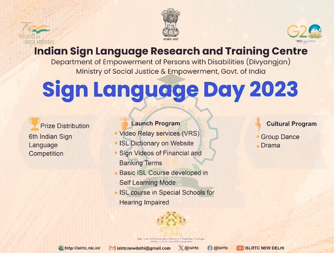 An infographic mentioning the launch  of VRS services ISL dictionary on website Sign videos of financial and banking terms etc