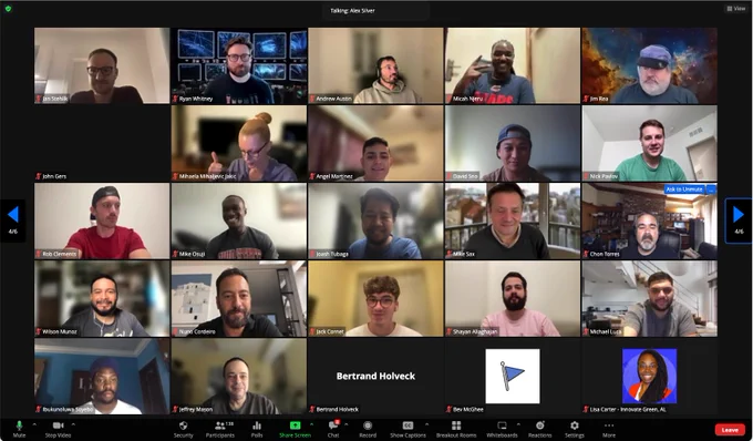 Screenshot of iOSDevHappyHour zoom event attendees