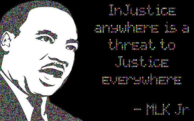 An image with the Martin Luther King Jr quote, Injustice anywhere is a threat to justice everywhere.