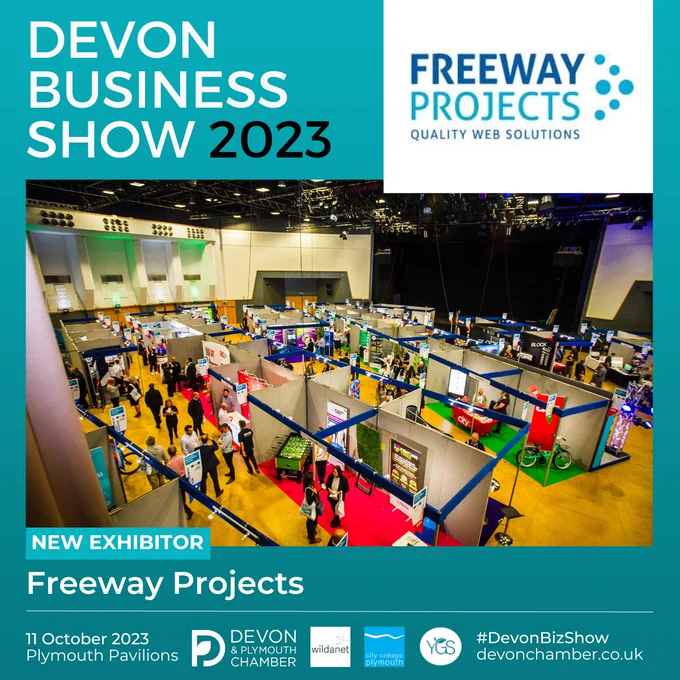 ❗️ NEW EXHIBITOR ❗️
 
@freewayprojects will be on stand 54 in the Education and Skills Zone when the #DevonBizShow returns to @PlymPavilions on Wednesday 11 October 💙
 
Register here:
https://devoncham.chambermaster.com/eventregistration/register/8537
 
#connectgrowsucceed #peopleplanetpurpose
