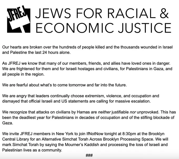 We invite JFREJ members in NY to join IfNotNow tonight at 8:30pm at the BK Central Library for an Alternative Simchat Torah Across BK Processing Space. We will mark Simchat Torah by saying the Mourner’s Kaddish & processing the loss of Israeli & Palestinian lives as a community.